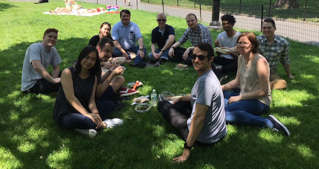 Eating lunch with other classmates in Madison Square Park.